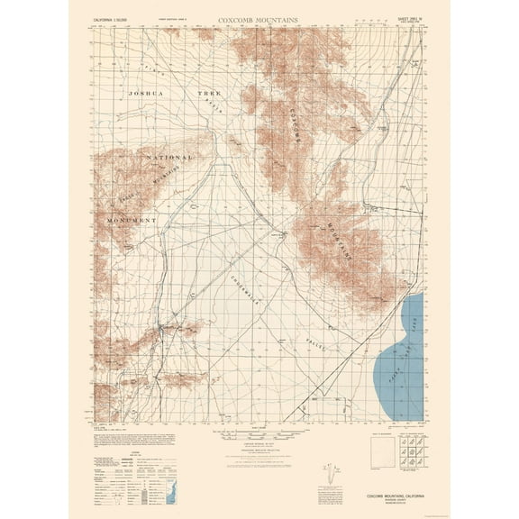 Topographical Map - Coxcomb Mountains Sheet - US Army 1944 - Vintage Wall Art