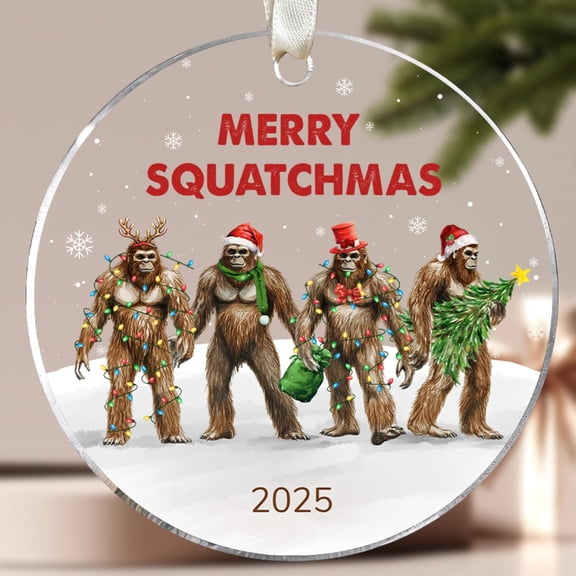 Bigfoot Ornament - Sasquatch Ornaments - Funny Bigfoot Gifts, Sasquatch Gifts for Women Men - Big Foot Ornaments for Christmas Tree - Acrylic Big Foot Ornament 2025 HA5
