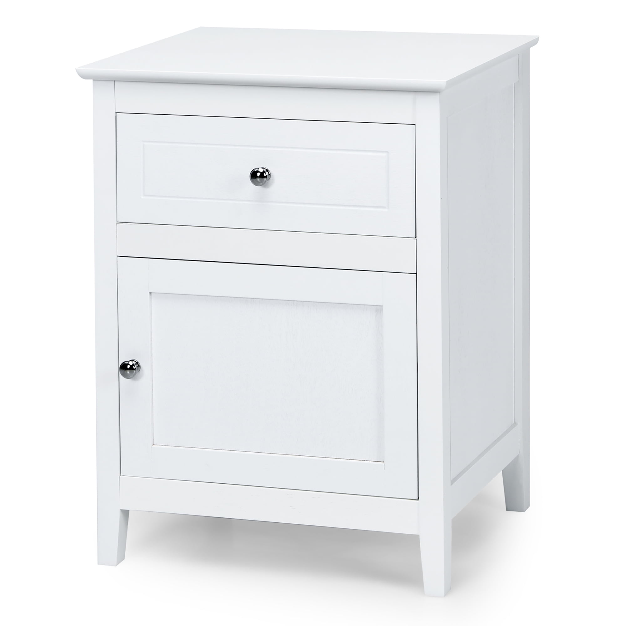 Costway Nightstand with Drawer Accent Side End Table Storage Cabinet Natural