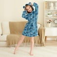 thumbnail image 3 of FORMRS Niños Bathrobe Unisex Hooded Robe Soft Plush Pajamas Sleepwear, Size 2-3T, Blue Forest Cat Pattern, 3 of 7