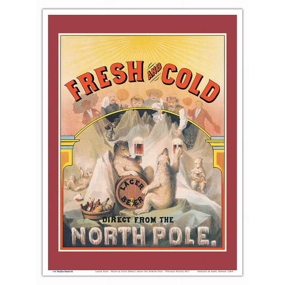 Lager Beer - Fresh & Cold Direct from the North Pole - Vintage Advertising Poster c.1877 - Master Art Print (Unframed) 9in x 12in