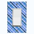 thumbnail image 1 of Metal Light Switch Plate Outlet Cover Shades of Blue Plaid Wallpaper WAL033, 1 of 13