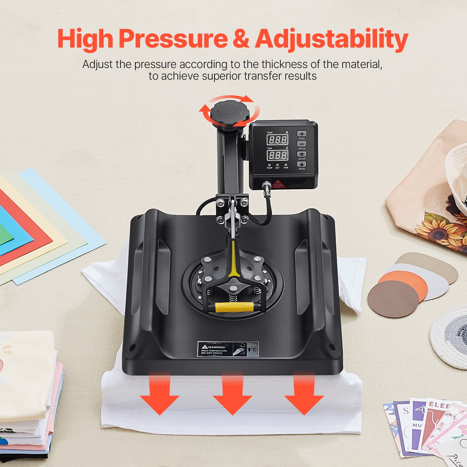 KFFKFF 8-in-1 Heat Press Machine with 15x15 Inch Plate, Swing-Away Design, Digital Control for T-Shirt, Hat, Mug, Plate Printing, Multifunctional Sublimation Transfer Tool, Black