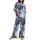 thumbnail image 1 of Conjunto Corto para las Mujeres Casual Suelto Encaje Casa Pantalones Impresos Y Blusa de Cuello Redondo de Dos Piezas, 1 of 4