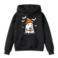 thumbnail image 5 of Staki Kids Girl Hooded Sweatshirt Graphic Letter Print Halloween Shirt Long Sleeve Pullover Tops(Black,10-11 Years), 5 of 6