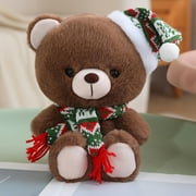 Soft Plush Toys,Cute Fluffy Stuffed Animals,Stress Relief Soft ToyChristmas Hat Teddy Bear Plush Toy Pillow Teddy Bear Children's Cloth Doll Christmas Gift Boys and Girls Holiday Birthday Gift