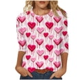 thumbnail image 2 of Inverlee Valentine's Day Shirts for Women Sweet Love Heart Graphic Tees Casual 3/4 Sleeve Blouse Crewneck Going Out T-shirt Tops Spring Clothes for Women 2025, 2 of 5
