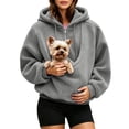 thumbnail image 4 of Fuzzy Full Zip Dog Pouch Hoodie for Women, Plush Pet Carrier Jacket, Warm Zip Up Sweatshirt for Dog Lovers Home Lounging Daily Wear, 4 of 6
