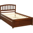 thumbnail image 3 of Twin Size Platform Bed Wood Bed Frame with Trundle, 3 of 9