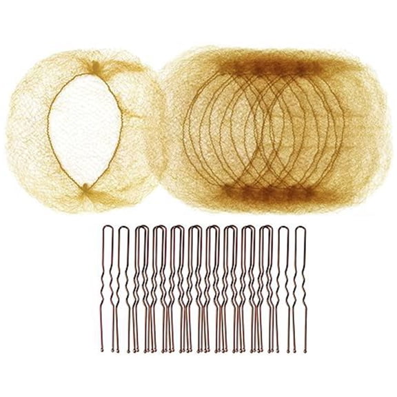 Ballet Bun Hair Net Set Invisible Meshes Hair Net with 50 U Shaped Hair Pins for Women Ballet Bun Sleepings and Wigs