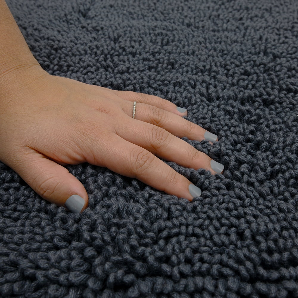 Mohawk Home Classic Cotton Plush Stain/Fade Resistant Non-Slip Washable Bath Mat, Charcoal, 2' X 5'