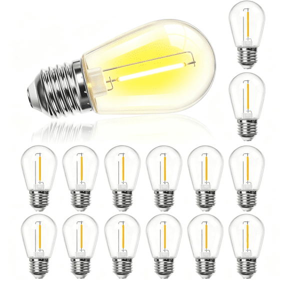 HIBIBUD Led Solar Replacement Bulbs,1W Equal to 5W,Dc 3V Plastic E26 Screw Base Shatterproof & Waterproof Globe Bulbs Light for Outdoor String Lights,Patio Cafe Bistro Decor