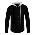 thumbnail image 6 of QSXADF Men's Shirt Jacket Casual Hooded Long Sleeve Button Down Pocketed Relaxed Coat, 6 of 6