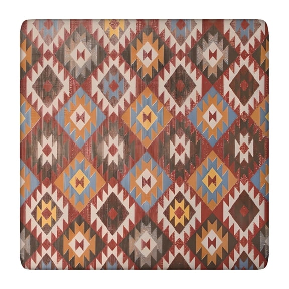 Colorful Geometric Triangle Diamond Pattern Square Fitted Tablecloth with Elastic Edge,Square Table Cover,Washable Elastic Table Cover for Home Kitchen Party Decor 36"x36"