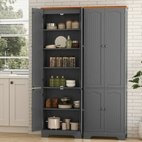 72.2" Gray Tall Storage Cabinet with 4 Doors & Adjustable Shelves