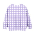 thumbnail image 4 of fnnxnal Toddler Kids' Gingham Sweatshirt - Soft Stretch, Kangaroo Pocket, Classic Crew Neck, 3T Purple - Durable for School & Playdates, 4 of 6