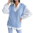 thumbnail image 2 of Débardeurs pour Femmes Athletic Works Pull Tricoté Uni Col en V Mode Décontractée Sans Manches Veste Manteau, 2 of 7