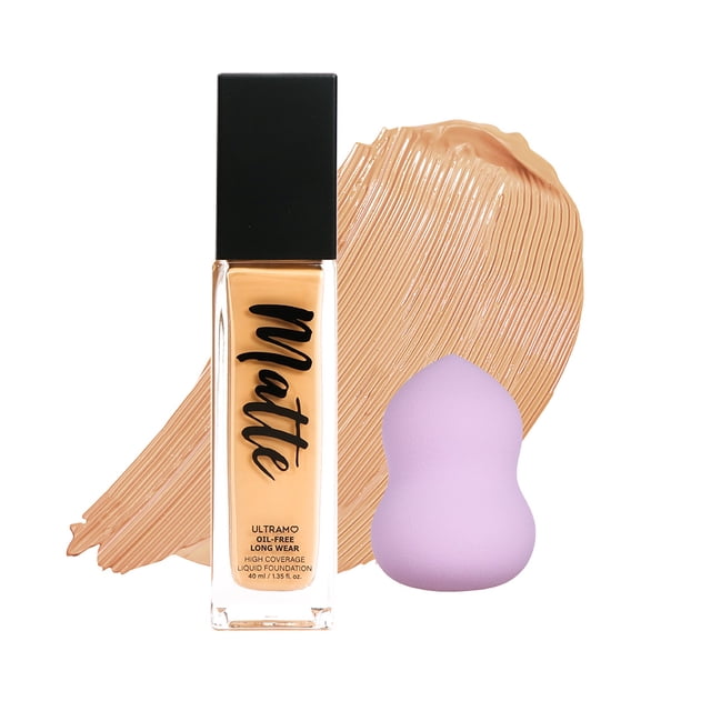 Base de Maquillaje Líquida Mate + Esponja Alta Cobertura Control Grasa de Larga Duración 40 ML ULTRAMO