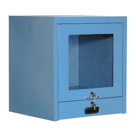 Metal Mobile Computer Security Cabinet Counter Top CRT Security Computer Cabinet, Blue, 24-1/2