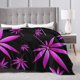 thumbnail image 4 of Manta de microfibra ultra suave de lujo para cama, sofá, sala de estar, hogar, sofá, manta cálida con hojas moradas y hierba, 4 of 8