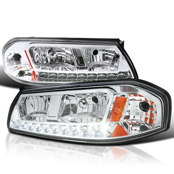 Spec-D Tuning Chrome Housing Clear Lens Led SMD Headlights Compatible with 2000-2005 Chevy Impala L R Pair Head Light Lamp Assembly