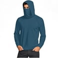 thumbnail image 5 of Htigea Unisex Sun Protection Shirts Long Sleeve UPF 50+ Hoodies Rash Guard Outdoor Hiking Swimming Fishing Tops with Mask Blue XXXL, 5 of 9