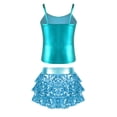 thumbnail image 6 of iiniim Kids Girls Hip Hop Jazz Modern Dance Clothes Camisole Tank Top with Seuqins Skirted Set A Blue Green 14, 6 of 7