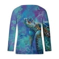 thumbnail image 4 of Womens Summer Beach Vacation Sea Turtle Tie-dye Long Sleeve V Neck T Shirts Casual Tops Tees, 4 of 4