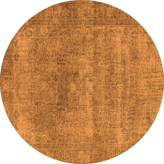 Ahgly Company Indoor Round Oriental Orange Industrial Area Rugs, 8' Round
