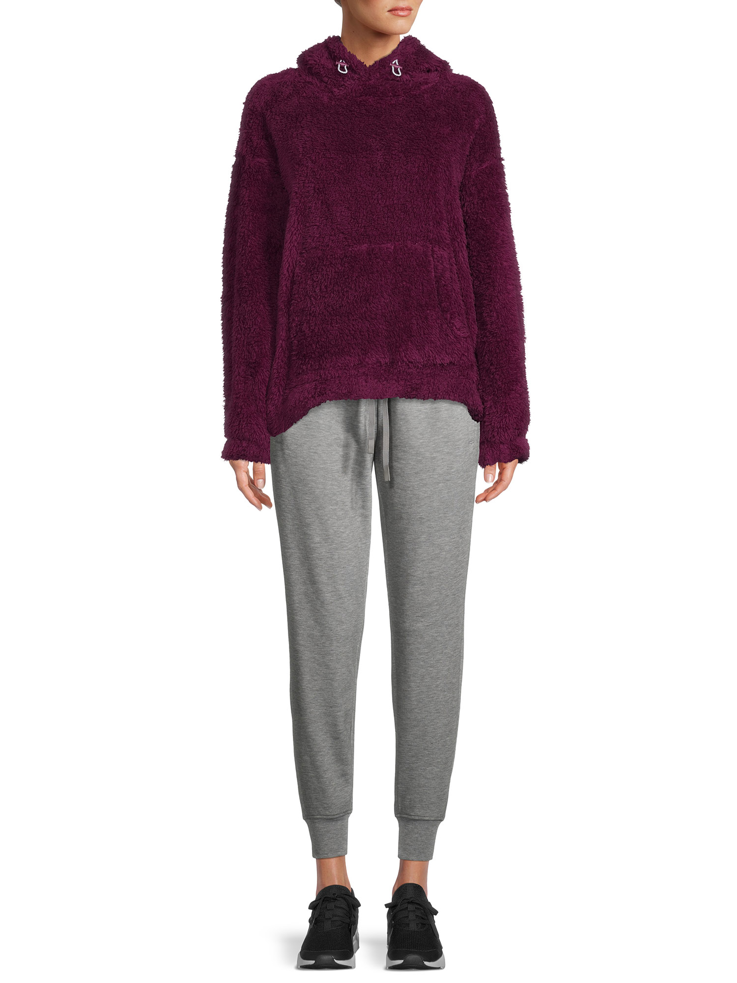 Athletic Works Women s Faux Sherpa Pullover Hoodie Walmart