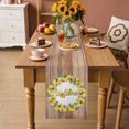 thumbnail image 2 of Lemon Wreath Table Runner 72 Inches, Summer Yellow Fruit Leaves Wooden Grain Bed Runner Dresser Scarves Tabletop for Indoor Outdoor Parties/Ceremony/Banquet, 14" x 72", 2 of 9