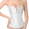 thumbnail image 1 of Women Sexy Satin Brocade Bustier Corset Overbust Cincher Shapewear Top, 1 of 5