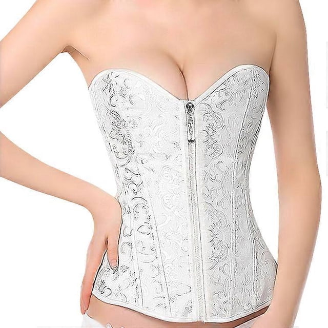 Women Sexy Satin Brocade Bustier Corset Overbust Cincher Shapewear Top