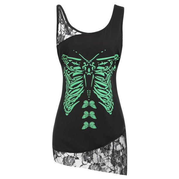 Camiseta sin mangas con aplicación de encaje con estampado de mariposa de talla grande Rosegal Bikinis