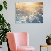 Pratyus Clouds Sun Sky Canvas Wall Decor for Bathroom Art Modern Prints - Ready To Hang Home Room Decor 16x12in