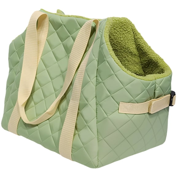 Green Portable Pet Carrier, Travel Bag with Safety Buckle, Plush Lining, Polyester Pongee Fabric, Open Side Window, Multiple Pockets Pet Carrier for Small Cats and Dogs, Car Use