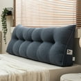 thumbnail image 2 of Lovote Triangular Headboard Pillow with Side Pockets - Teddy Velvet Fabric, Bed Rest Reading Pillow, Removable & Washable Cover, Daybed Wedge Pillow for Twin Beds, Smoky Blue, 2 of 6