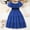 Blue, variant on July 4Th Girls Holiday Dress Size 12-14 Big Children's Dress Girls' Summer Square Collar Short Sleeve Waist A Line Dress