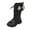 Black, variant on Girls Knee-High Boots Fashion Flat Boots Comfortable Soft Sole Bow Leather Boots Trend Black Boots Size 3.5-4 Years