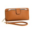 thumbnail image 1 of Women Wristlet Wallet with Cell Phone Holder Zip Around Handbag COGNAC, 1 of 4