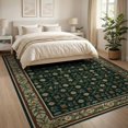 thumbnail image 3 of ODIKA 8'x10' Dark Green Floral Washable Area Rug Intricate Botanical Motifs With Ornate Border Design for Living Room, Under Sectional, Family , Durable, Non-Slip, 3 of 7