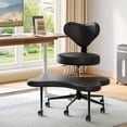 thumbnail image 1 of Sillón Ergonómico Pinmoco para Piernas Cruzadas, Giratorio 360° con Ruedas, Altura Ajustable, Cuero PU Negro, 1 of 8