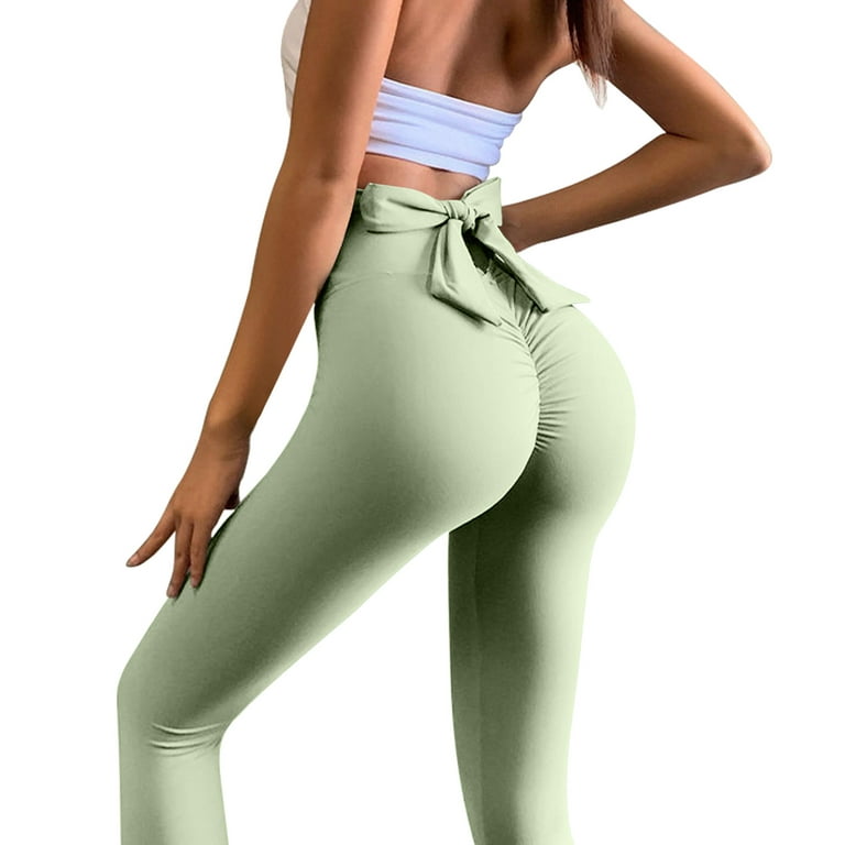 GERsome Women's Scrunch Ruched Butt Lifting Booty Bow Enhancing Leggings  High Waist Push Up Yoga Pants with Pockets