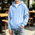 thumbnail image 2 of HAOTAGS Kids Hooded Sweatshirt (4-15) Long Sleeve Hoodie With Pocket Warm Zipper Jacket Light Blue Size 8, 2 of 9