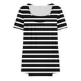 thumbnail image 5 of Xixinqiwan Plus Size Womens Summer Tops Short Sleeve Shirts Casual Pleated Square Neck Tunics Work Blouse Basic Tee Black L, 5 of 5