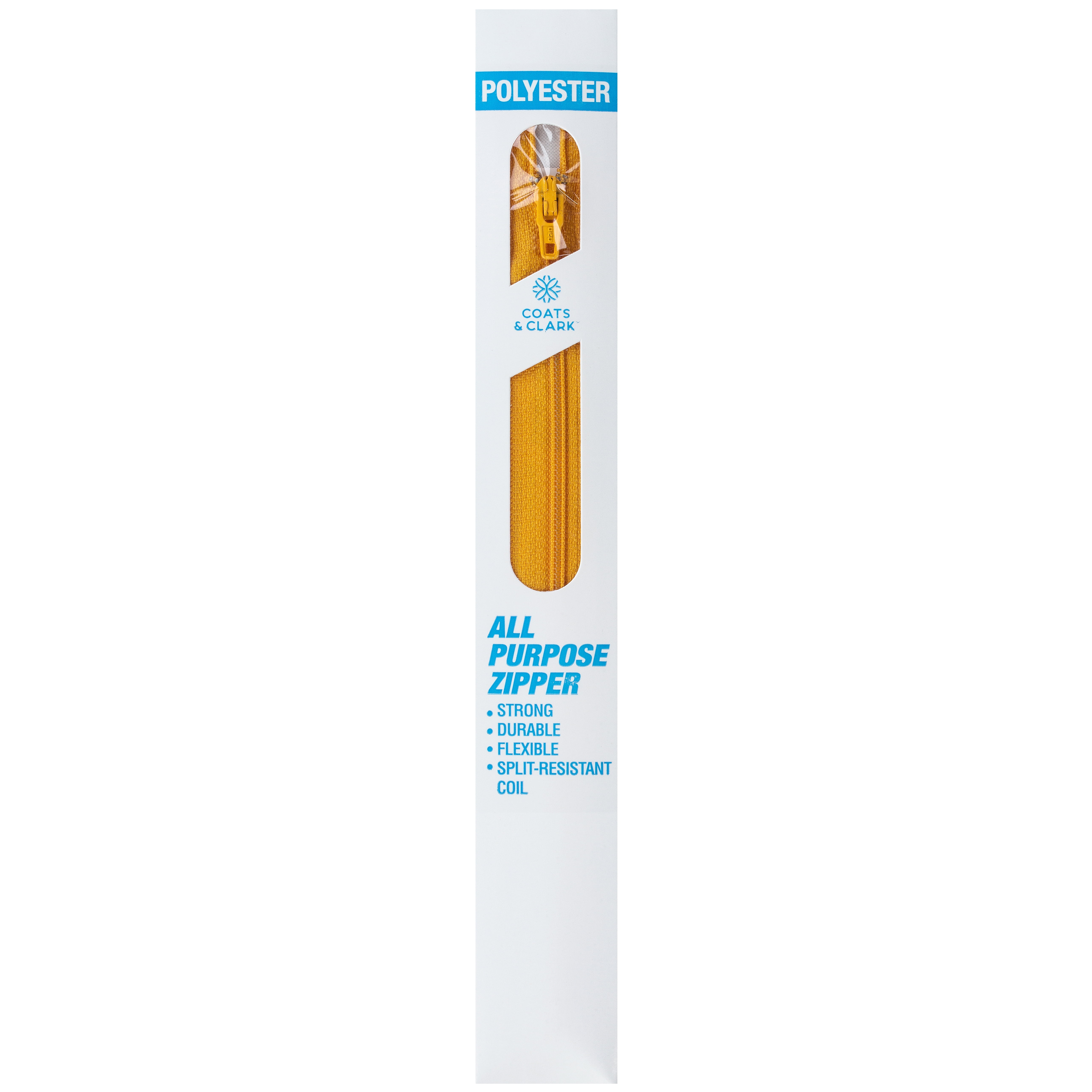 (2 pack) Coats & Clark Polyester 14" All Purpose Spark Gold Zipper, 1 Each