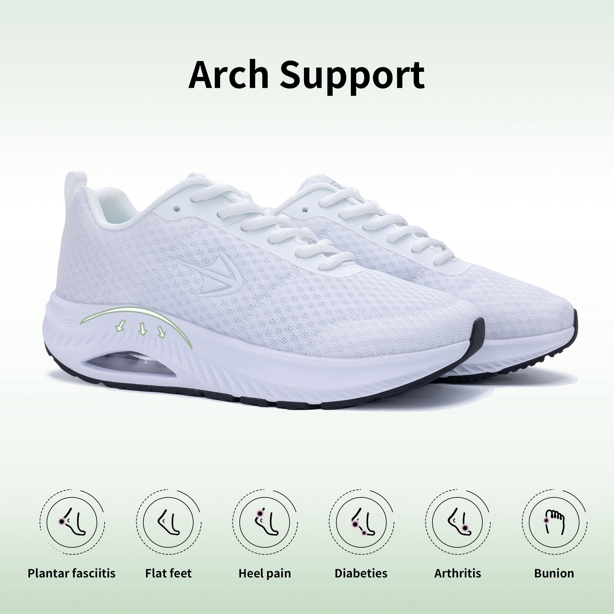 AOV GREEN LEAF Wide Toe Box Shoes Women Arch Support Walking Shoes Athletic Tennis Wide Width Sneakers for Plantar Fasciitis US 6-11