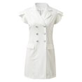 thumbnail image 3 of Aayomet Womens Jumpsuits Casual Women's Fashionable Solid Color Double Suit Blazer Collar Flare Sleeve Dress,White M, 3 of 5