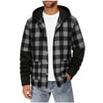 thumbnail image 2 of Snorda Plaid Long Sleeve Shirts for Men Fahshion Hooded Button Up Shirt Jacket with Pockets Casual Soft Loose Comfy Lightweight Shirts for Fall Winter Daily Layering Wear, 2 of 5