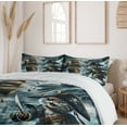 thumbnail image 5 of Ambesonne Cat Duvet Cover Set, Stormy Ocean Pirate Kitty Ship, Queen, Dark Slate Blue and Amber, 5 of 6